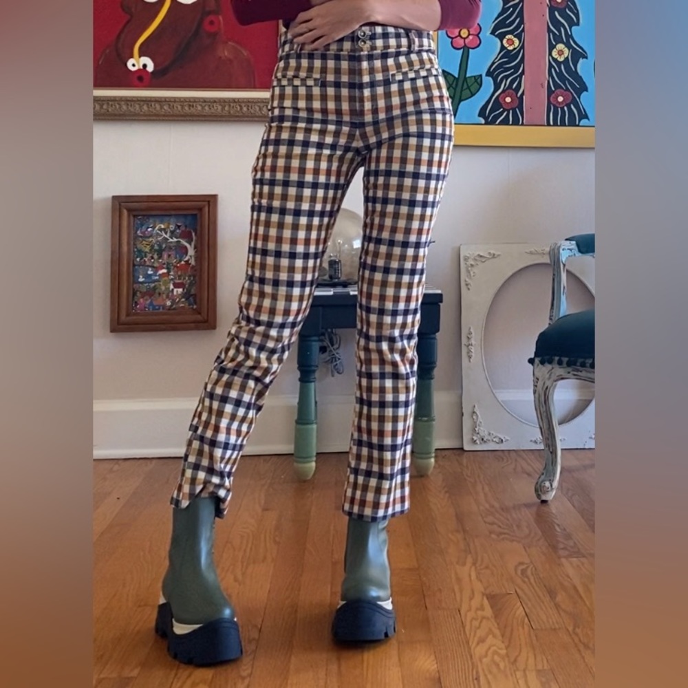 The essentials collection Anthropologie plaid corduroy trousers size 2